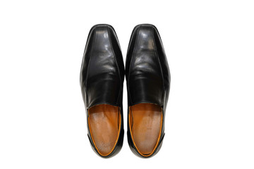 isolated black leather shoes for business fashion concept