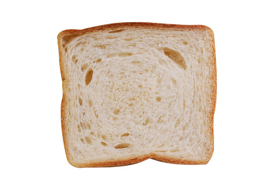 Isolated Slice Of White Bread On White Background