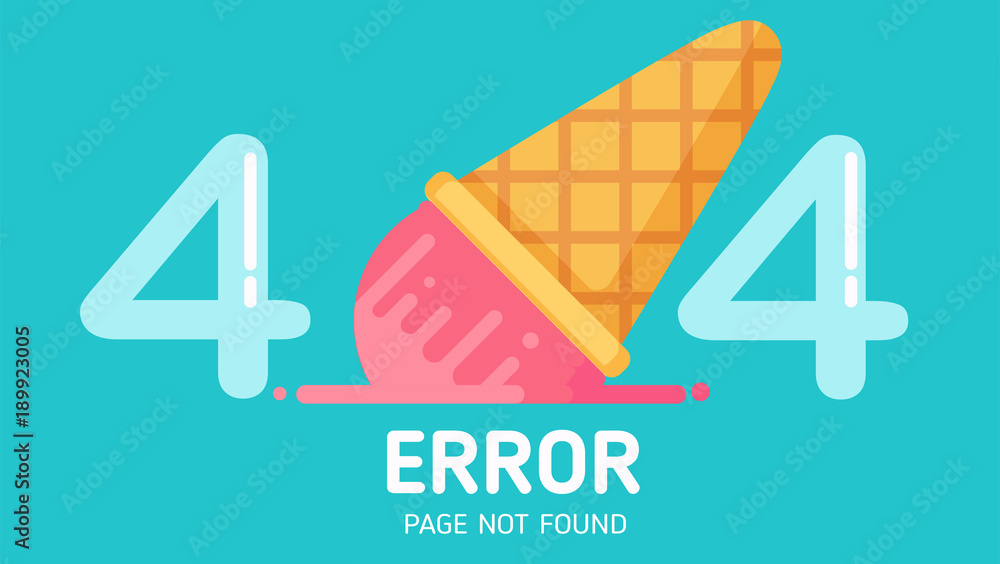 Wall mural 404 ice-cream fall error page not found vector pastel