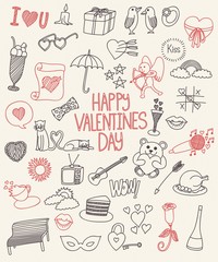 Happy valentine day doodle collection
