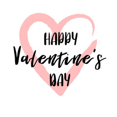 Hand drawn lettering for valentines day with drawn heart. Vector typography design isolated on white background.