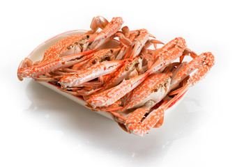 Flower crab steamed isolated on white background