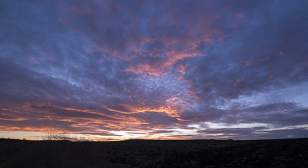 sky sunset with beautiful clouds in orange and purple