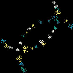 Festive Background with Colorful Bows. Cute Pattern for Postcard, Print, Banner or Poster. Small Pretty Bows For Party Decoration, Wedding, Birthday or Anniversary Invitation. Vector