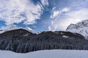 Walking in the snow in Val Aurina. Landscapes and breathtaking views