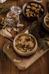Rustic mushrooms soup