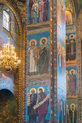 Fototapeta na wymiar St. Petersburg, Russia. Mosaic of Church of Savior on Blood or Cathedral of Resurrection of Christ
