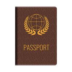 Realistic vector Passport mockup. Front cover of High detailed leather cover of passport.