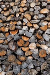 Pile of wood logs. Wood texture background or pattern