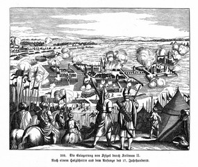 Siege of Szigetvár Fortress by ottomans, 1566 (from Spamers Illustrierte  Weltgeschichte, 1894, 5[1], 464)