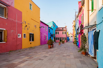 famous colorful buildings in Burano, Italy