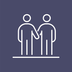 Friends handshake business people icon simple line flat illustration