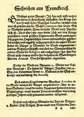 The first newspaper in Berlin, released by Michael Hentzken, 1578 (from Spamers Illustrierte  Weltgeschichte, 1894, 5[1], 472/473)