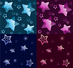 Seamless texture star pattern in the night sky set on a blue and purple background