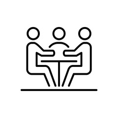 Meeting business people icon simple line flat illustration