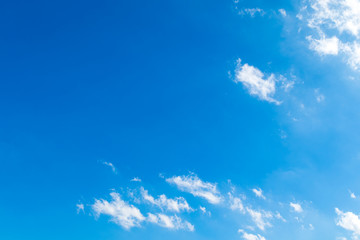 Fototapeta na wymiar Brilliant blue sky background with a tiny cloud in daylight.