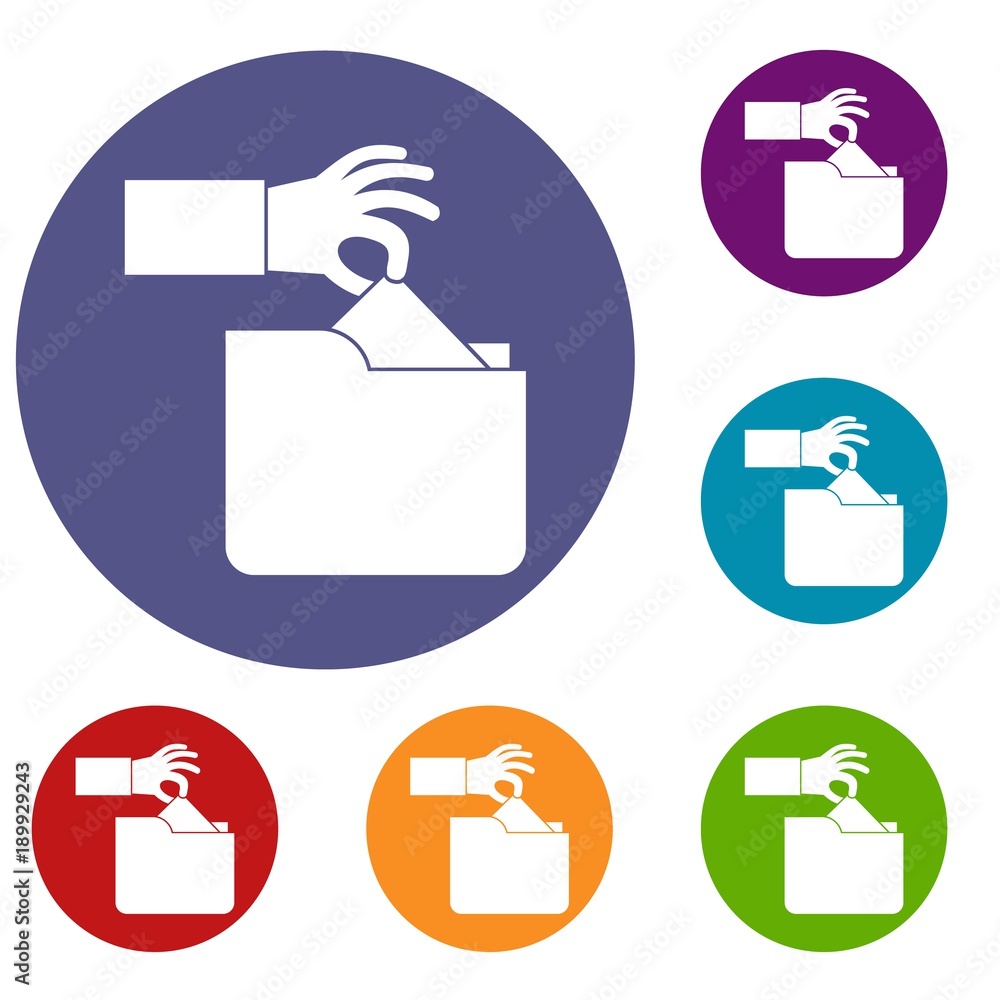 Poster robbery secret data in folder icons set