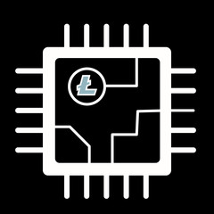 litecoin in computer chip circuit board icon vector design