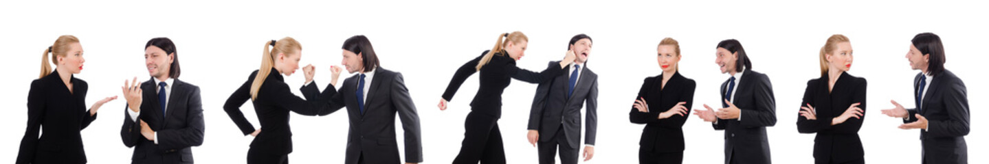 Businessman and businesswoman isolated on white