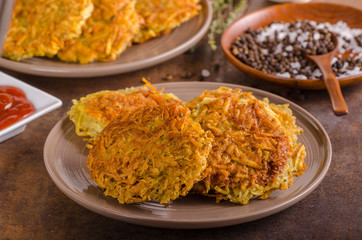 Delish potato pancakes with ketchup