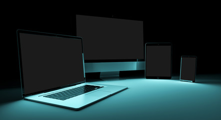 Fototapeta premium Modern digital silver tech device 3D rendering