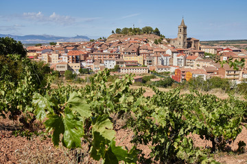 View of Navarrete village in La Rioja province, Spain. - obrazy, fototapety, plakaty