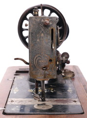 Vintage sewing machine isolated on white