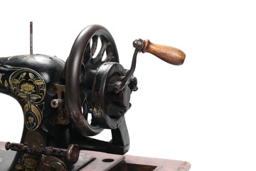 Vintage sewing machine isolated on white
