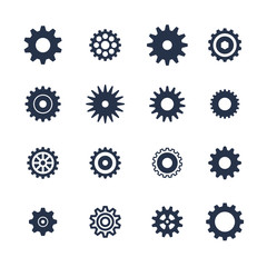Cogs symbol set on white background, settings icon, vector illustration