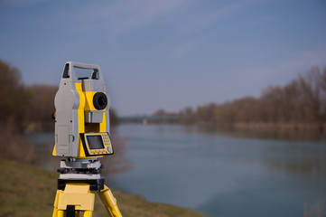 Surveyor equipment on a tripod