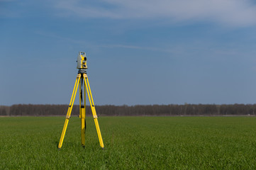 Surveyor equipment outdoors theodolite on tripod