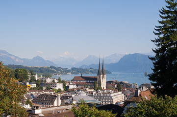 Luzern, Switzerland: Church of St. Leodeger or Hofkirche, Roman catholic church built in...