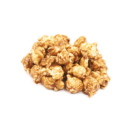 Caramel coated popcorn isolated