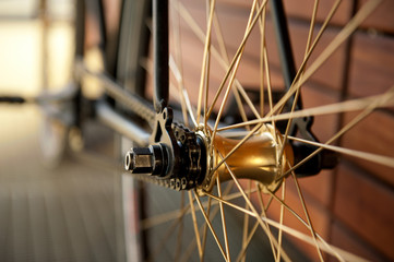 Fototapeta na wymiar Close up chain and hub, road bicycle parts