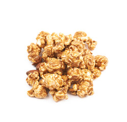 Caramel coated popcorn isolated