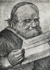 François Rabelais, french renaissance writer, by Nicolas Lagneau (from Spamers Illustrierte  Weltgeschichte, 1894, 5[1], 498) - obrazy, fototapety, plakaty