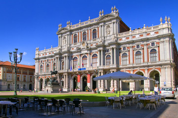 Fototapeta na wymiar Torino Palazzo Carignano Piemonte Italia Europa Turin Carignano Palace Piedmont Italy Europe