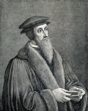 John Calvin, french theologian, pastor and reformer in Geneva  (from Spamers Illustrierte  Weltgeschichte, 1894, 5[1], 503)