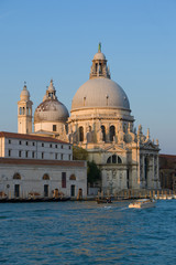 Fototapeta na wymiar Cathedral of Santa Maria della Salute close-up on a September evening. Venice, Italy