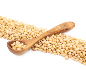 Line made of pine nuts isolated