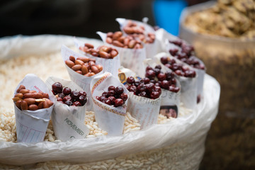 Grain nut cereal and bean at street market in Darjeeling