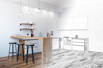 Unfinished kitchen interior