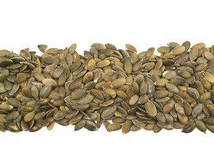 Line made of pumpkin seeds isolated