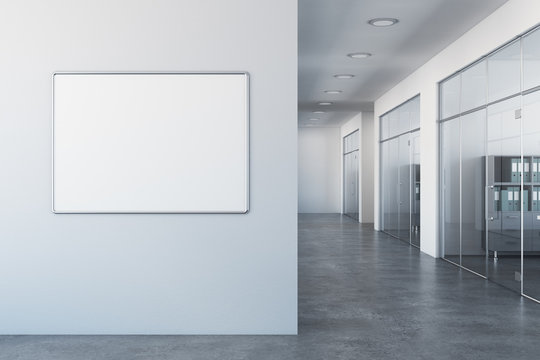 White office with empty banner