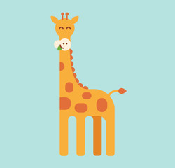 Giraffe on a green background