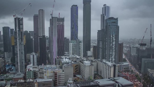 Melbourne Central Business District Skyline in a Storm