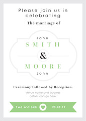 Wedding invitation Green Heart theme