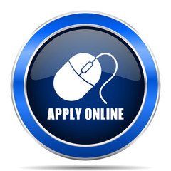 Apply online vector icon. Modern design blue silver metallic glossy web and mobile applications button in eps 10