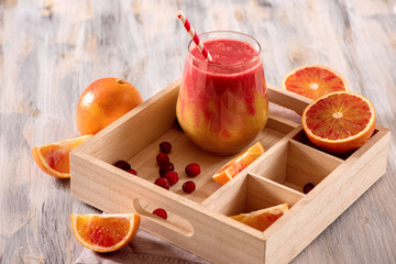 Colorful smoothie, healthy detox with blood oranges and  cranberries