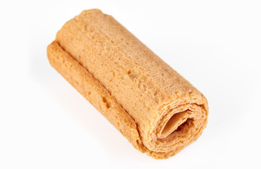 Wafer rolls. Sweet tube wafer isolated on white background. Dessert.